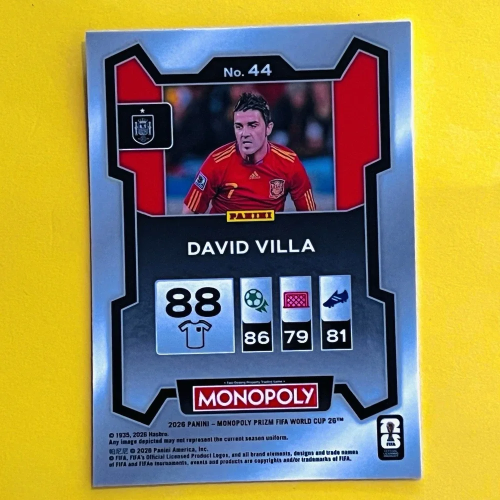 2026 Panini Prizm FIFA World Cup 26 Monopoly #44 David Villa Spain‎ Base Card